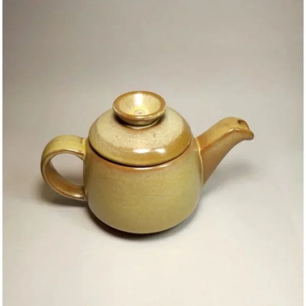 Vintage Set of Frankoma 6J Plainsman Desert Gold Teapot and Mug for Tea Coffee